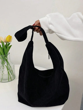 Bolsa de Tecido com Estampa Geométrica e Alças Trançadas