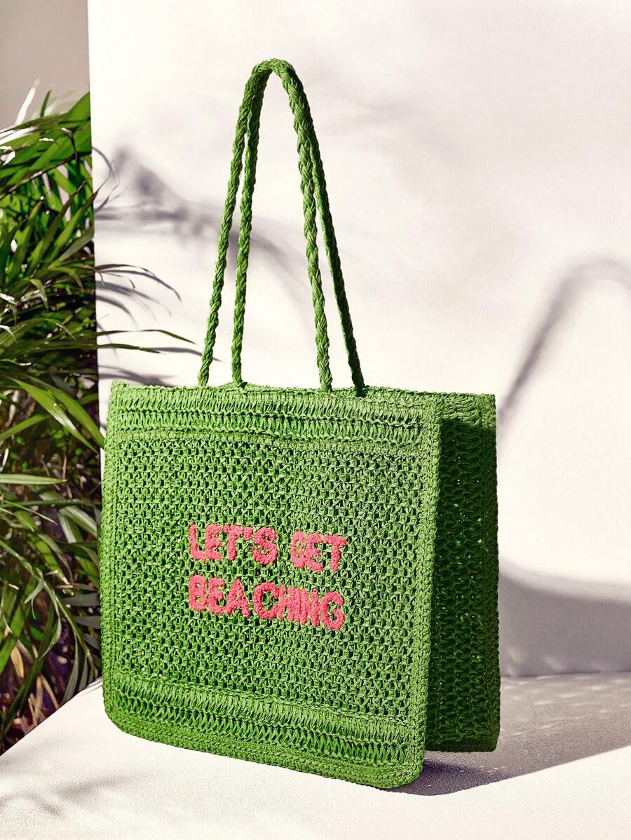 Bolsa de Crochê com Estampa "LET'S GET BEACHING"