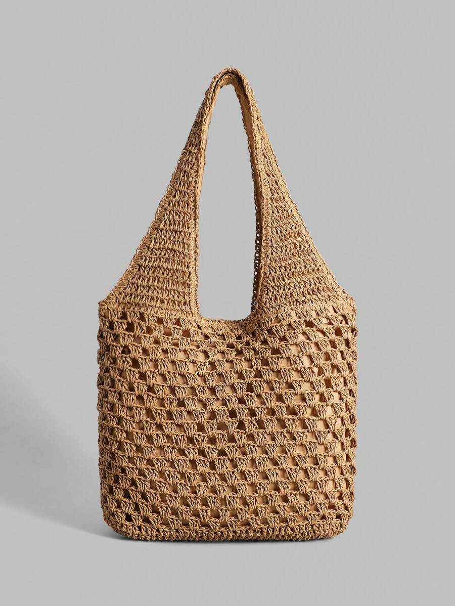Bolsa de Crochê Natural com Alças Longas