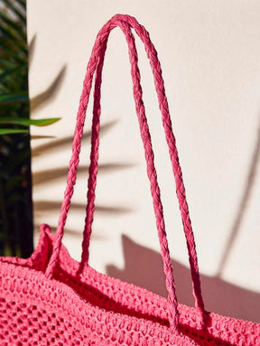 Bolsa de Crochê com Estampa "LET'S GET BEACHING"