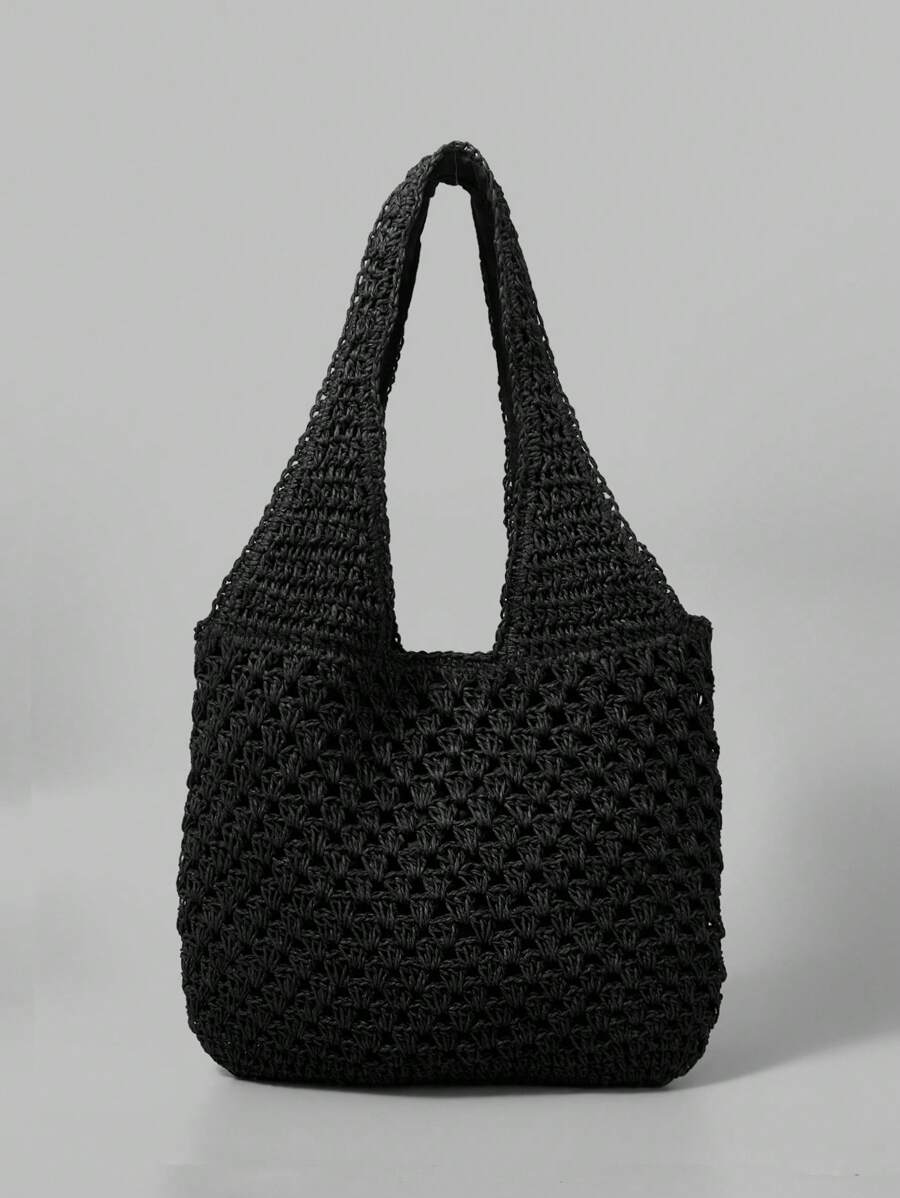 Bolsa de Crochê Natural com Alças Longas