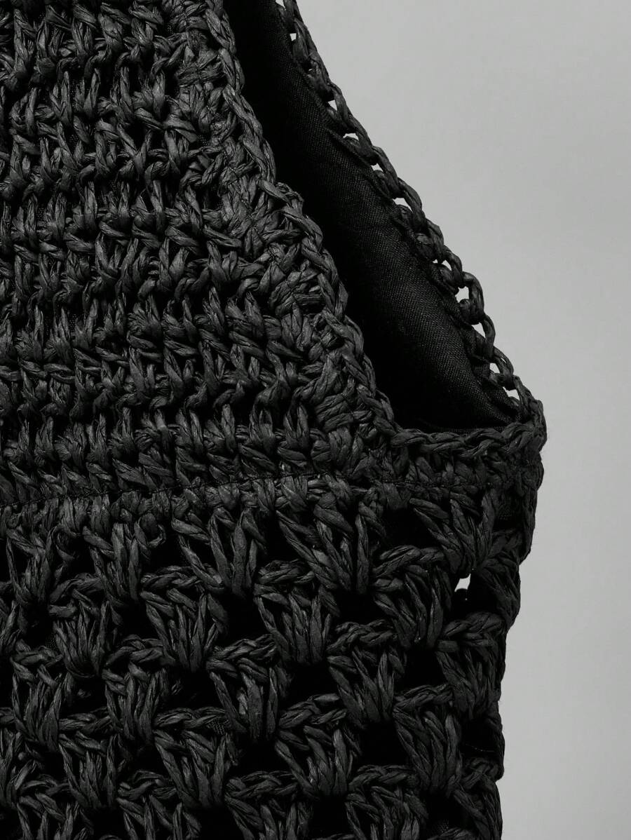 Bolsa de Crochê Natural com Alças Longas