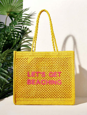 Bolsa de Crochê com Estampa "LET'S GET BEACHING"