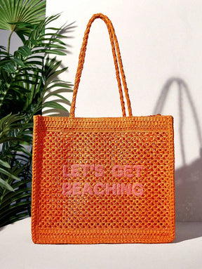 Bolsa de Crochê com Estampa "LET'S GET BEACHING"