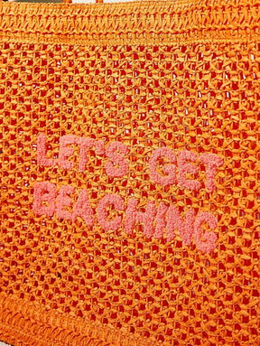 Bolsa de Crochê com Estampa "LET'S GET BEACHING"