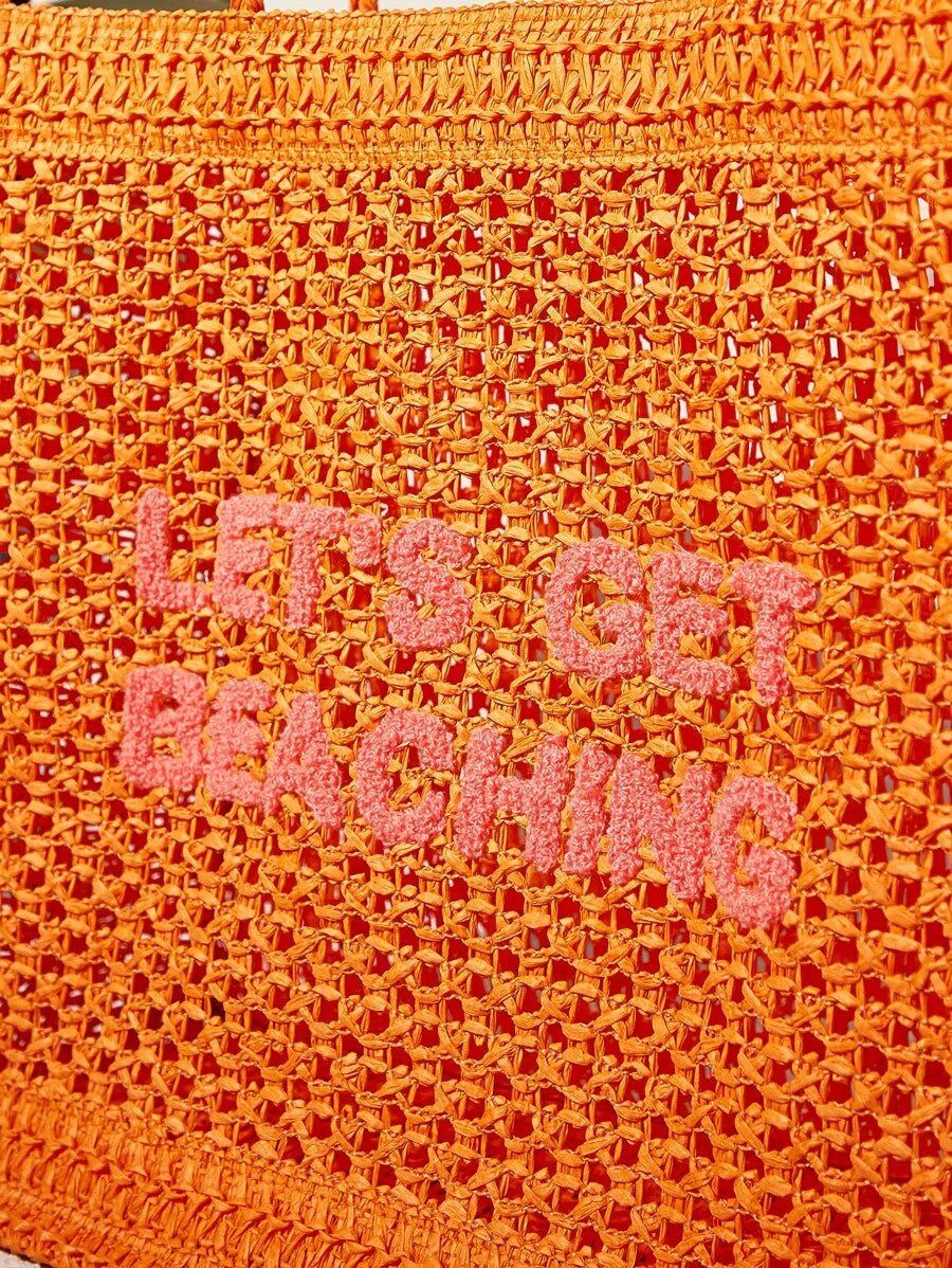 Bolsa de Crochê com Estampa "LET'S GET BEACHING"