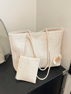 Bolsa de Palha com Alças de Corda e Necessaire