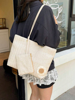 Bolsa de Palha com Alças de Corda e Necessaire