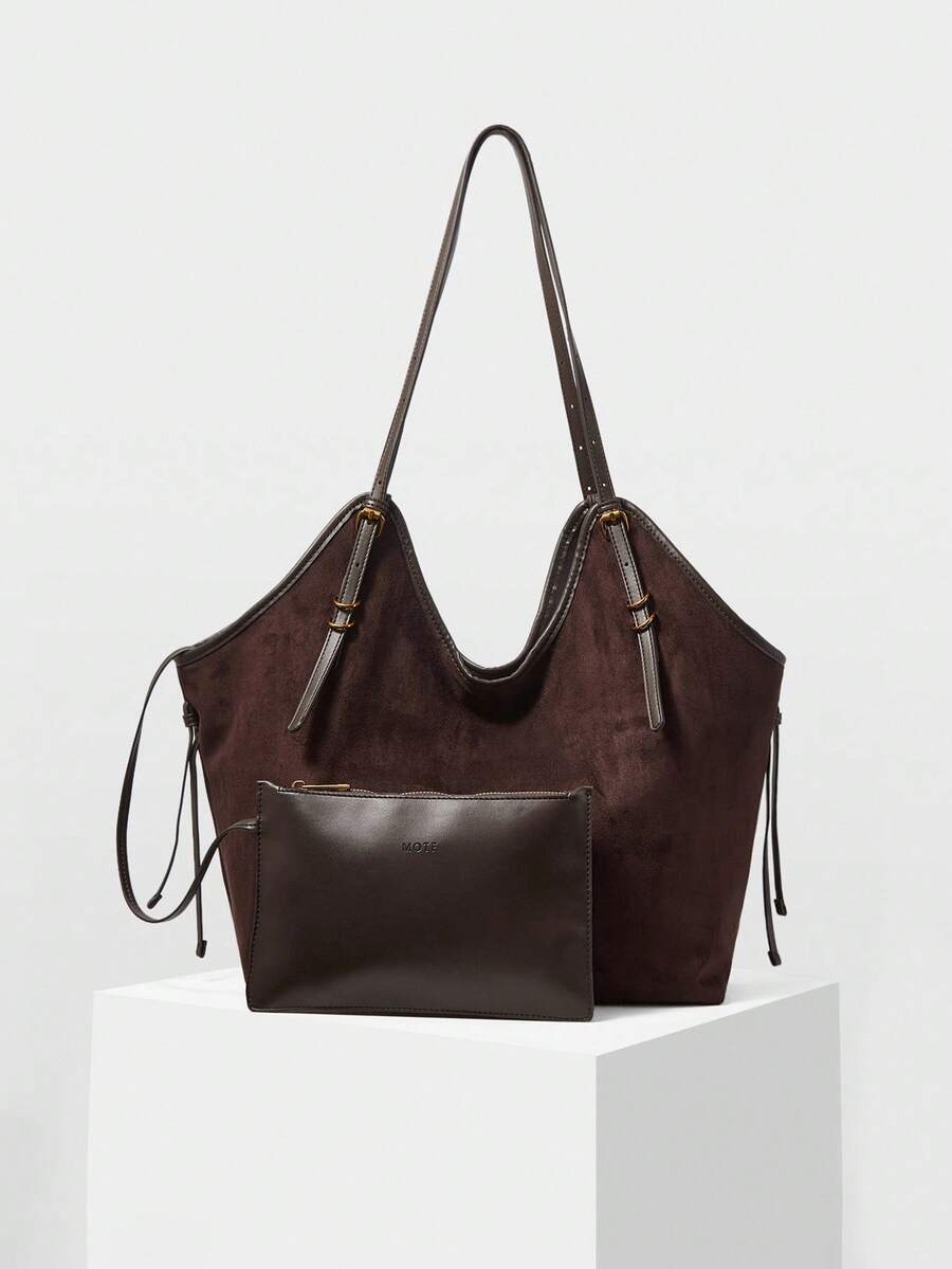 Bolsa de Palha com Alças de Couro e Ajuste Lateral