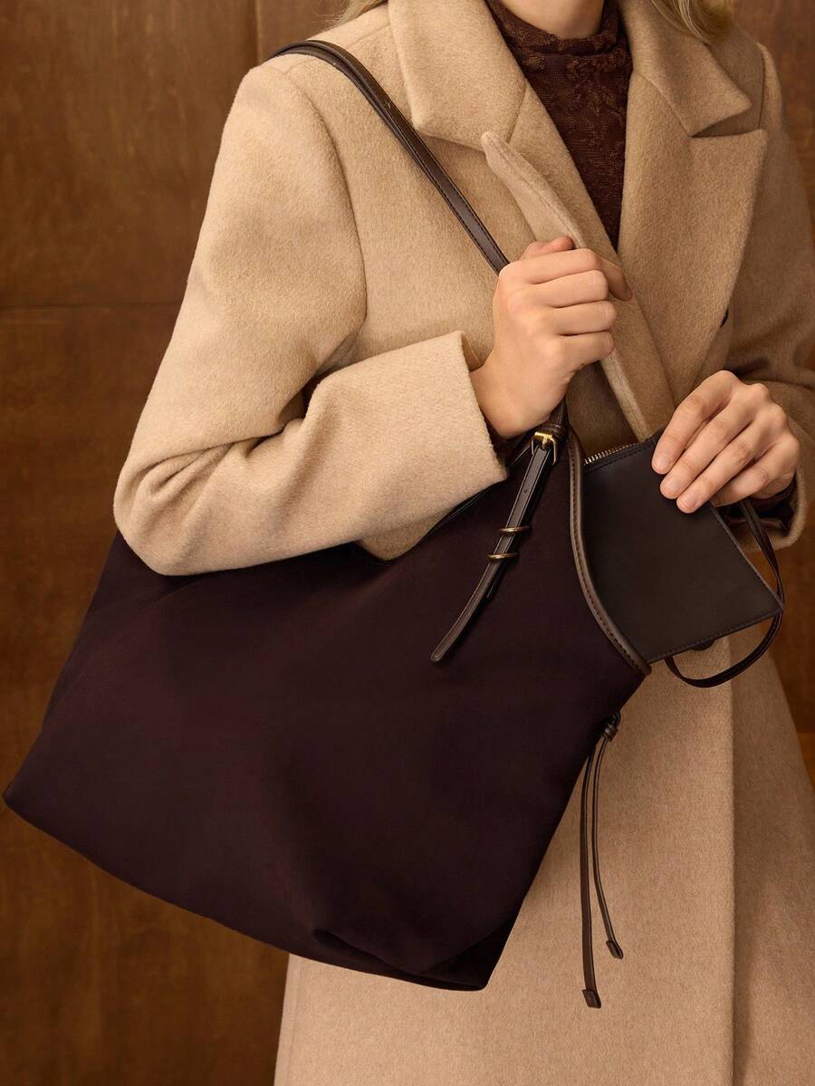 Bolsa de Palha com Alças de Couro e Ajuste Lateral