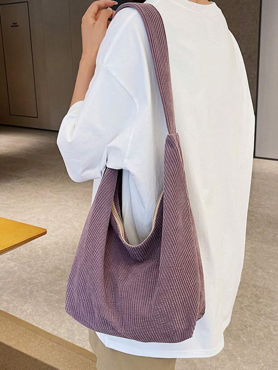 Bolsa de Tecido com Estampa Geométrica e Alças Trançadas