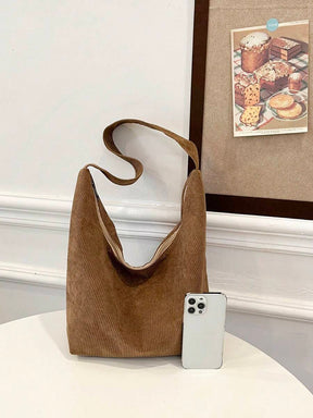 Bolsa de Tecido com Estampa Geométrica e Alças Trançadas